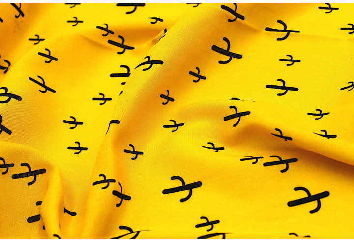 Tissu Viscose Imprimée Cactus Jaune -Au Mètre