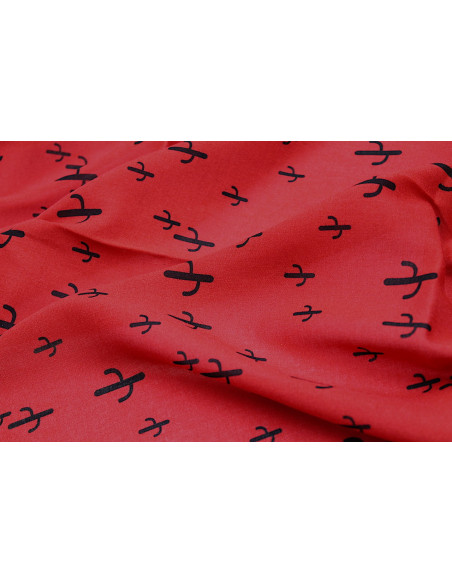 Tissu Viscose Imprimée Cactus Rouge -Au Mètre