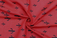 Tissu Viscose Imprimée Cactus Rouge -Au Mètre