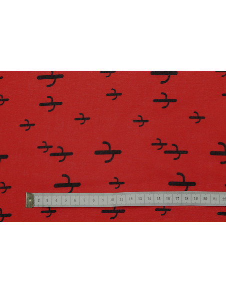 Tissu Viscose Imprimée Cactus Rouge -Au Mètre