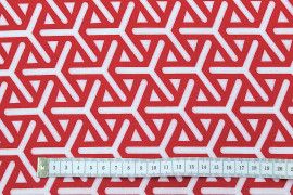 Tissu Viscose Imprimée Géométrique Rouge -Au Mètre