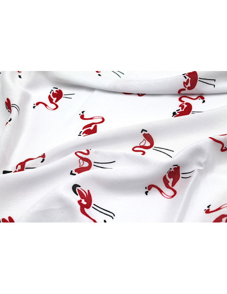 Tissu Viscose Imprimée Flamant Rouge -Au Mètre