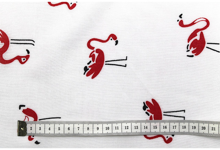 Tissu Viscose Imprimée Flamant Rouge -Au Mètre