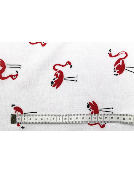 Tissu Viscose Imprimée Flamant Rouge -Au Mètre