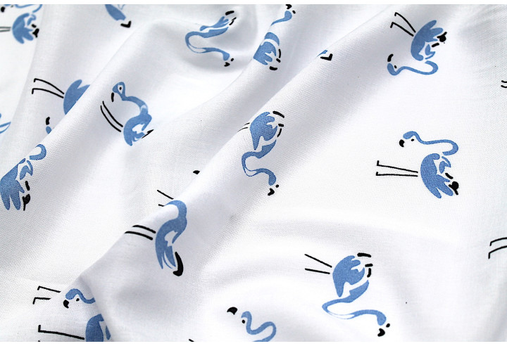Tissu Viscose Imprimée Flamant Bleu -Au Mètre