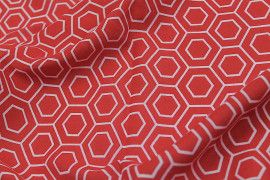 Tissu Viscose Imprimée Octogone Rouge -Au Mètre