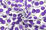 Tissu Viscose Imprimée Cerise Violet -Au Mètre