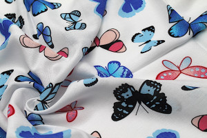 Tissu Viscose Imprimée Papillon Blanc -Au Mètre 2