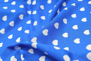 Tissu Viscose Imprimée Royal Cœur Blanc -Au Mètre 2