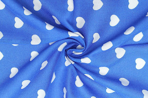 Tissu Viscose Imprimée Royal Cœur Blanc -Au Mètre
