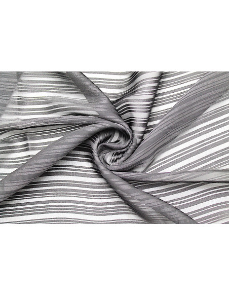 Tissu Mousseline Rayure Satin Noir -Au Mètre