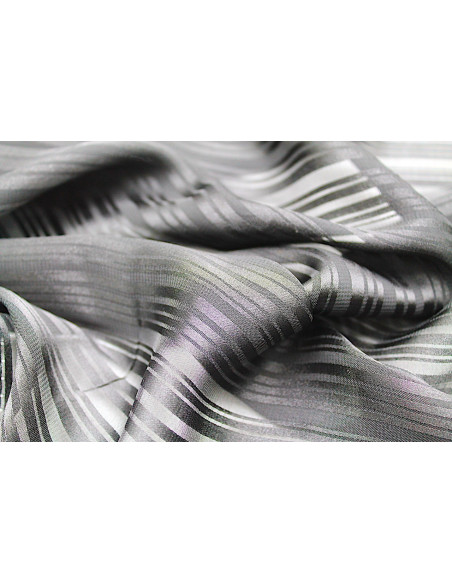 Tissu Mousseline Rayure Satin Noir -Au Mètre