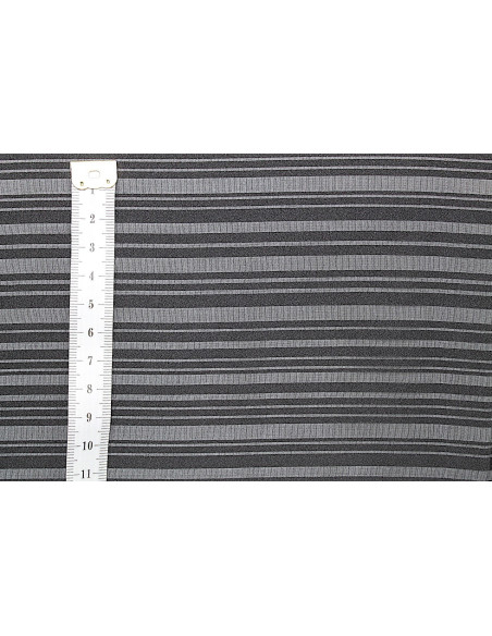 Tissu Mousseline Rayure Satin Noir -Au Mètre