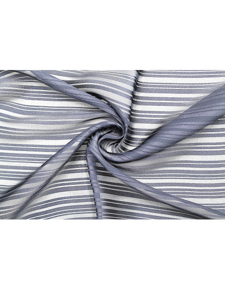 Tissu Mousseline Rayure Satin Marine -Au Mètre