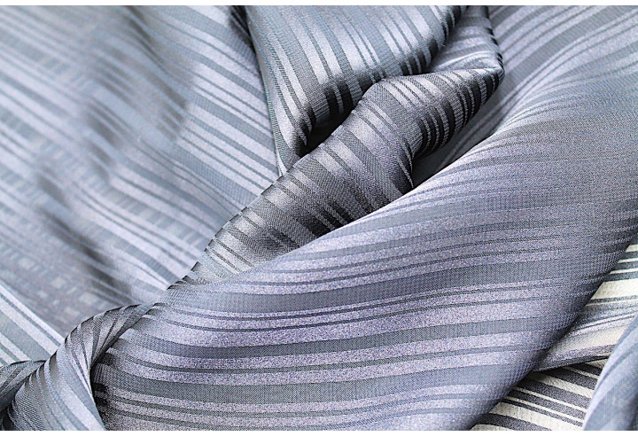 Tissu Mousseline Rayure Satin Marine -Au Mètre