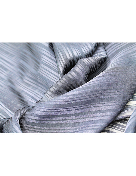Tissu Mousseline Rayure Satin Marine -Au Mètre