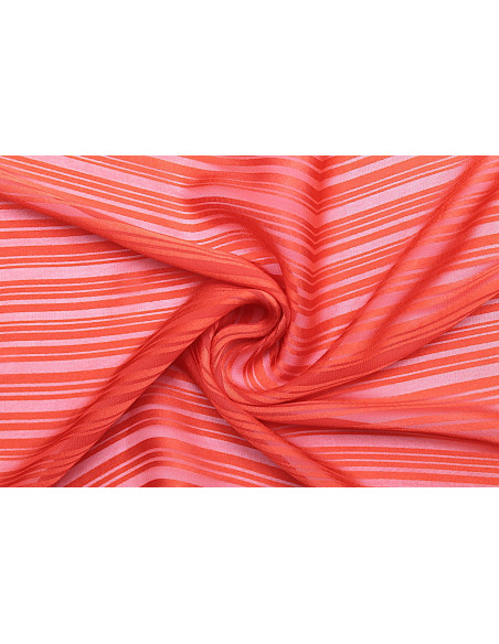 Tissu Mousseline Rayure Satin Rouge -Au Mètre