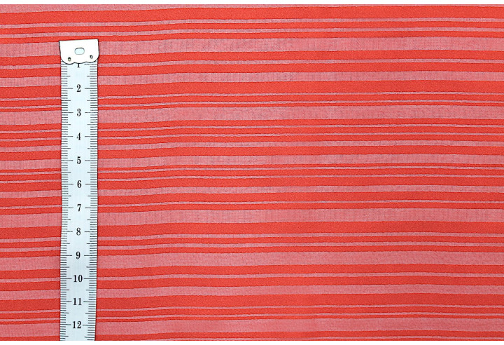 Tissu Mousseline Rayure Satin Rouge -Au Mètre