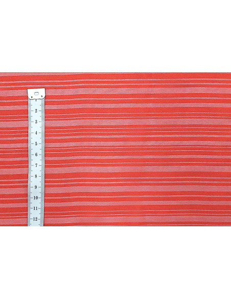 Tissu Mousseline Rayure Satin Rouge -Au Mètre
