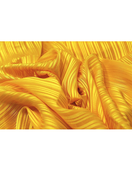 Tissu Mousseline Rayure Satin Tournesol -Au Mètre