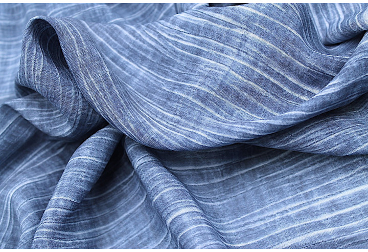 Tissu Voile Tramé Délavé Indigo -Au Mètre
