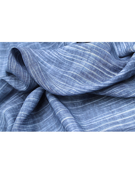 Tissu Voile Tramé Délavé Indigo -Au Mètre