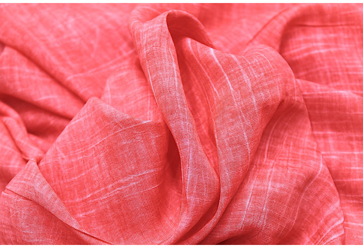 Tissu Voile Tramé Délavé Rouge -Au Mètre