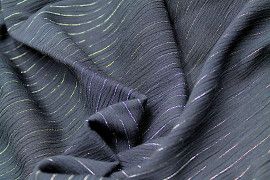 Tissu Crépon de Viscose Marine Rayure lurex -Au Mètre