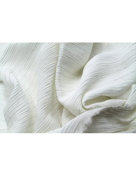 Tissu Crépon de Viscose Ecru Rayure lurex -Au Mètre
