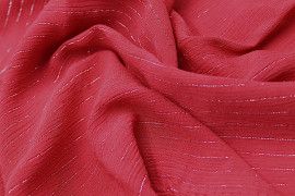 Tissu Crépon de Viscose Rouge Rayure lurex -Au Mètre