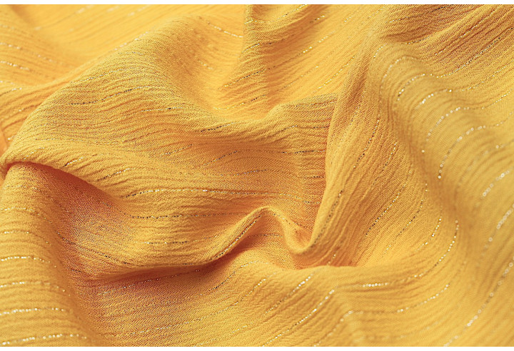 Tissu Crépon de Viscose Safran Rayure lurex -Au Mètre