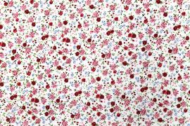 Tissu Popeline Coton Imprimé Coquelicot Rose -Au Mètre