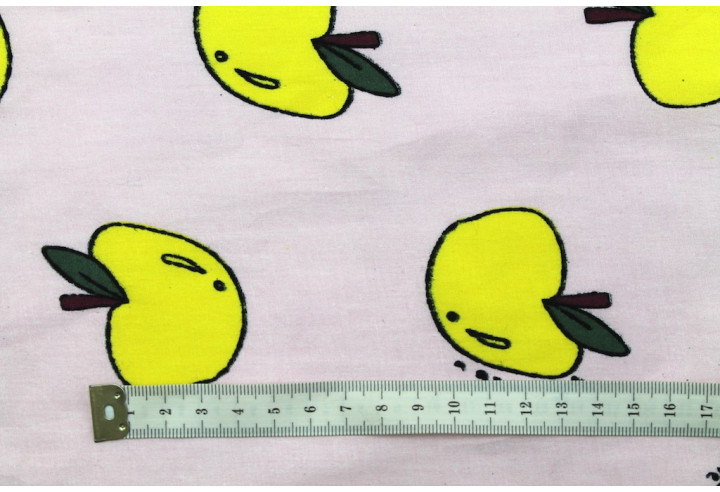 Tissu Popeline Coton Imprimé Apple Rose -Au Mètre