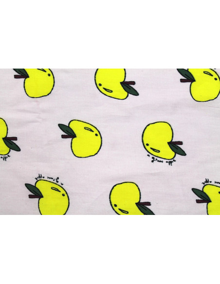 Tissu Popeline Coton Imprimé Apple Rose -Au Mètre