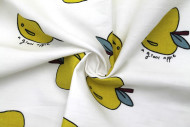 Tissu Popeline Coton Imprimé Apple Blanc -Au Mètre