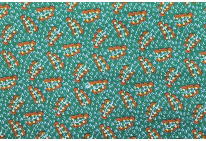 Tissu Popeline Coton Imprimé Fleur Symphorine Vert -Au Mètre
