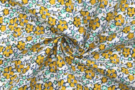 Tissu Popeline Coton Imprimé Fleur Achillée Moutarde -Au Mètre