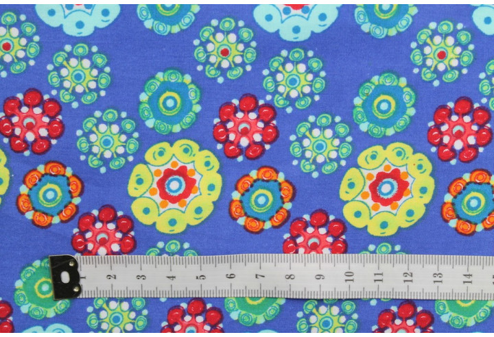 Tissu Popeline Coton Imprimé Fleur Pensée Bleu -Au Mètre