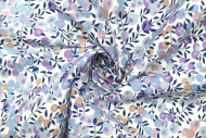 Tissu Popeline Coton Imprimé Olivier Bleu -Au Mètre