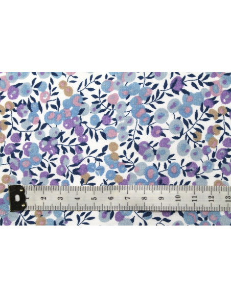 Tissu Popeline Coton Imprimé Olivier Bleu -Au Mètre