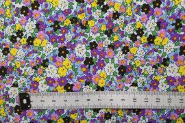Tissu Popeline Coton Imprimé Fleur Lola Violet -Au Mètre