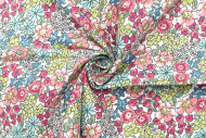 Tissu Popeline Coton Imprimé Fleur de Printemps Rose -Au Mètre