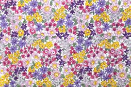 Tissu Popeline Coton Imprimé Fleur de Printemps Violet -Au Mètre
