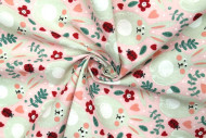 Tissu Popeline Coton Imprimé Gros Lapin Rose -Au Mètre