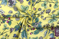 Tissu Popeline Coton Imprimé Joli Jardin Jaune -Au Mètre