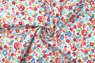 Tissu Popeline Coton Imprimé Fleur Chloé Rose -Au Mètre