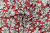 Tissu Popeline Coton Imprimé Fleur Amaryllis Rouge -Au Mètre