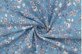 Tissu Popeline Coton Imprimé Fleur Enchantée Bleu -Au Mètre