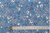 Tissu Popeline Coton Imprimé Fleur Enchantée Bleu -Au Mètre