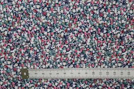 Tissu Popeline Coton Imprimé Fleur Minie Marine -Au Mètre